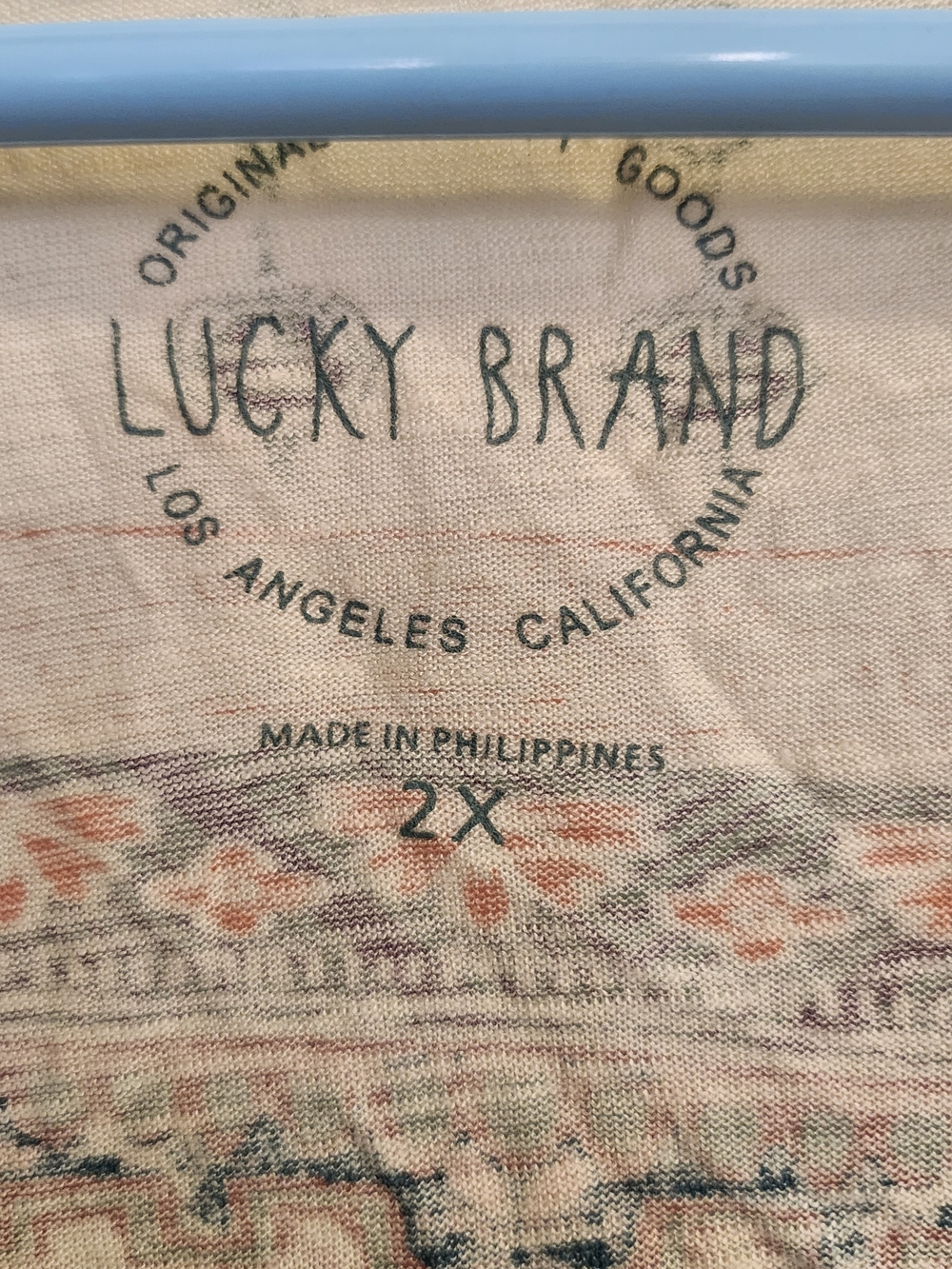 Lucky Brand Cream Scoop Neck Top with Pink & Sage Medallion Print - Picture 2 of 9